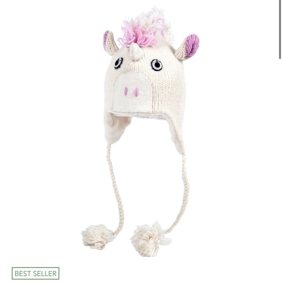 Nirvana Designs Unicorn Hat.Hand Knit + Mittens. wool. Handmade.NEW.M/L youth - Picture 2 of 16